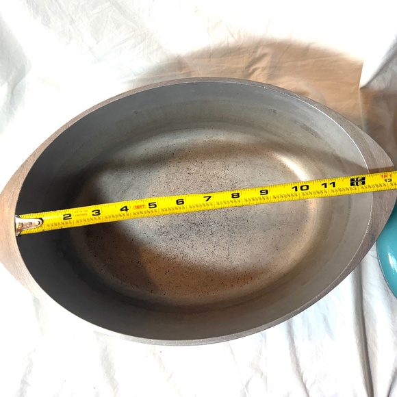 Vintage 1950's CLUB brand Heavy Duty Cast Aluminum Oval Turquoise Roasting Pan - Picture 9 of 11